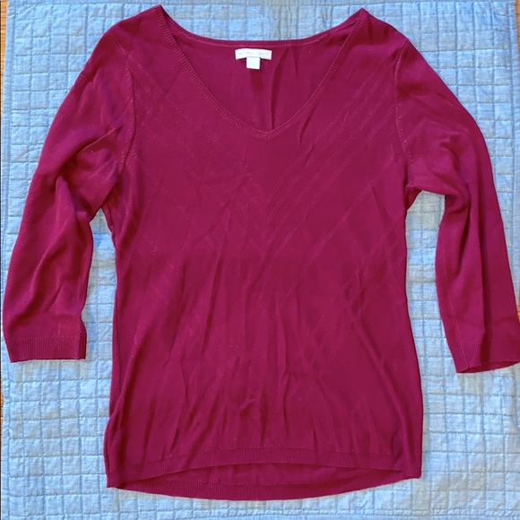 NEW YORK & COMPANY | Pink V-neck Sweater - Picture 1 of 4